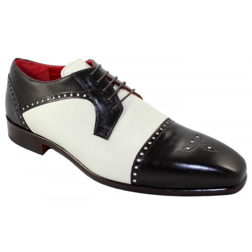 Emilio Franco 149 Chocolate Brown / Bone Genuine Calf / Calf Perforated Leather Shoes.